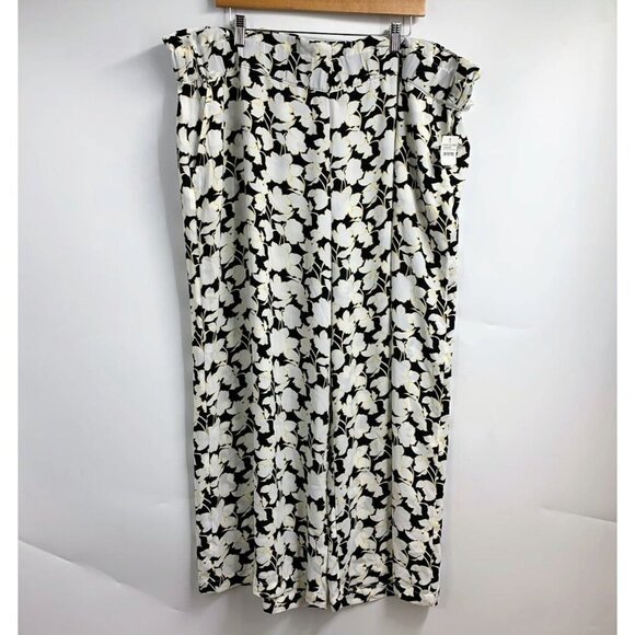 Halogen Women's Floral Elastic Waist Pull-On Cropped Wide‎ Leg Pants SZ 2X NWT - Picture 1 of 16